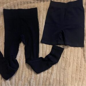 Stylish Women's Black Leggings and Shorts Set